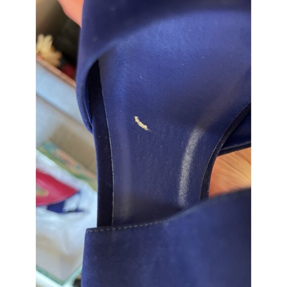 Madeline Girl WOMENS 7.5 Platform Twiggy Sandals Blue Velvet 70s Mod Retro Disco - Picture 14 of 16